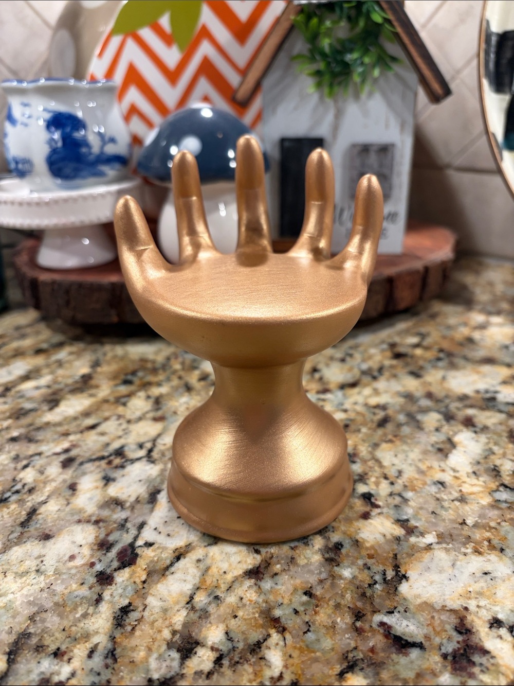 Gold Decorative Hand Jewelry, Ring and Trinket Holder.